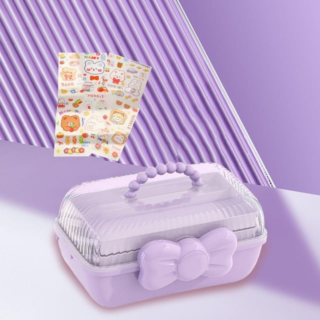 Caja de Almacenamiento Multiusos de 3 Capas, Organizador de Accesorios para El Cabello para Niñas, Soporte Portátil para Lazos para El Cabello, Caja D violetas perfecl Estuche de almacenamiento para lazos para el cabello