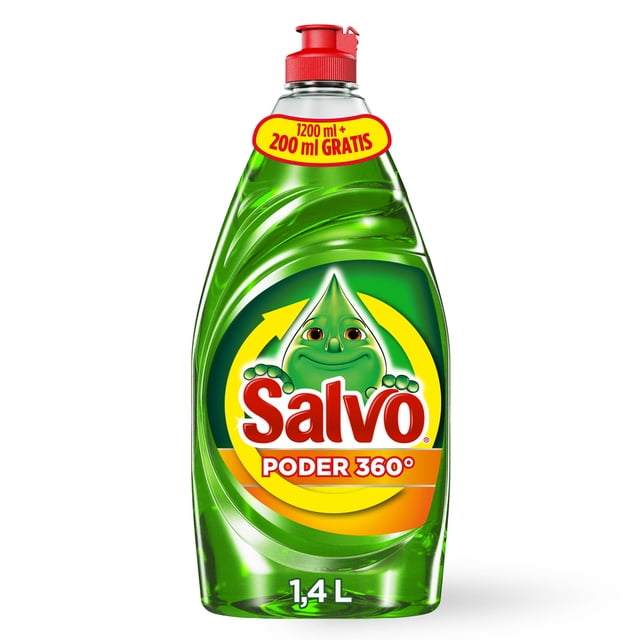 Lavatrastes Salvo Poder 360, jabón líquido para trastes que combate los malos olores, 1.4 l