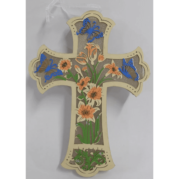 7 1/2 inch Illuminated Cross Wall Hanging, Battery Operated