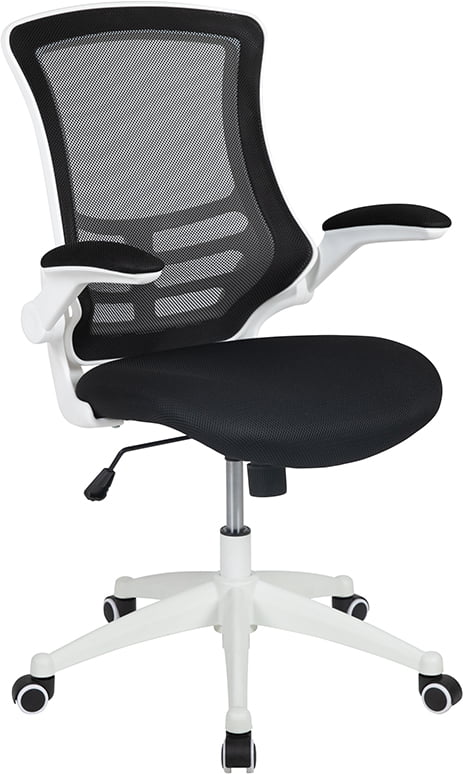 Details about   Mid-Back White Mesh Swivel Task Office Chair with White Frame and Flip-Up Arms 