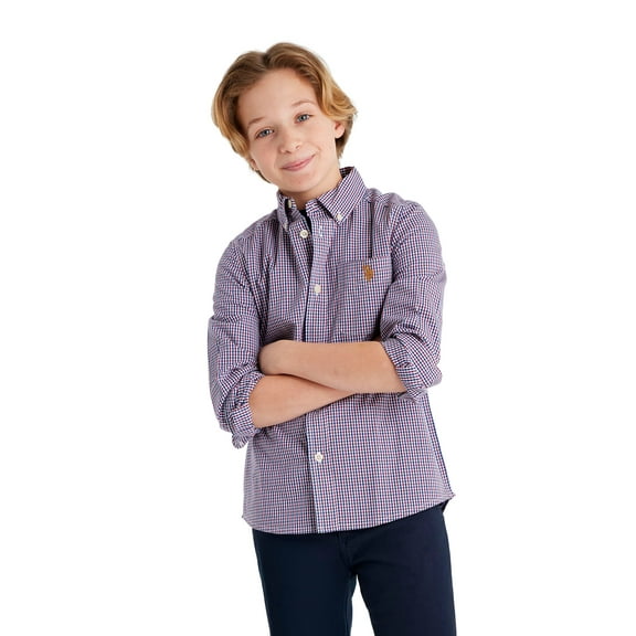 U.S. Polo Assn. Boys Long Sleeve Button Down Shirt, Sizes 4-18