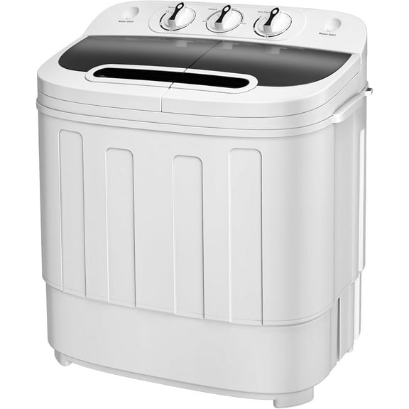 CRXX Compact Mini Twin Tub Washing Machine 13lbs Capacity Portable Washer Wash and Spin Cycle Combo, Built-in Gravity Drain for Camping, Apartments, Dorms, College, RV’s and Small Spaces