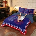 thumbnail image 4 of Manfei Stars Fireworks Twin Bedding, Independence Day Bedding Comforter Set, Red White Blue, Navy Reversible 7 Pieces, 4 of 6