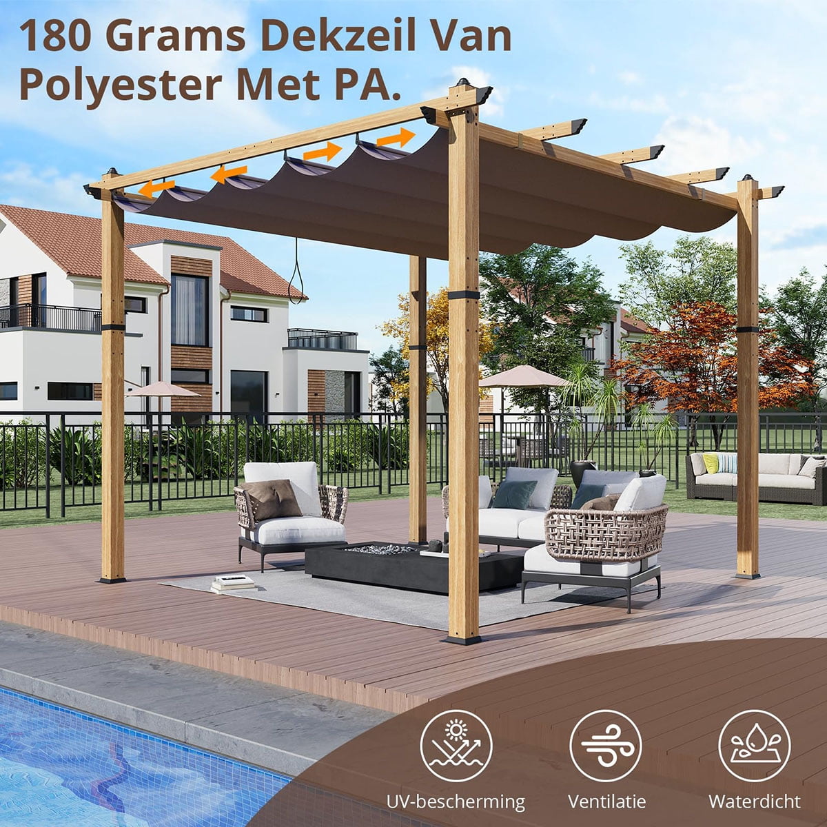Danolapsi Outdoor Pergola 10 x 10ft Aluminum Pergola, Outdoor Shelter Modern Design with Adjustable Roof Sun Shade Pavilion Grape Trellis Grill Gazebo for Gardens, Patios, Garden Yard, Poolside, Deck
