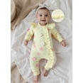 thumbnail image 5 of Loicainy Newborn Baby Girl 3D Floral Romper 3 6 12 Months Long Sleeve Round Neck Ruffle Jumpsuit with Headband Fall Spring Set, 5 of 10