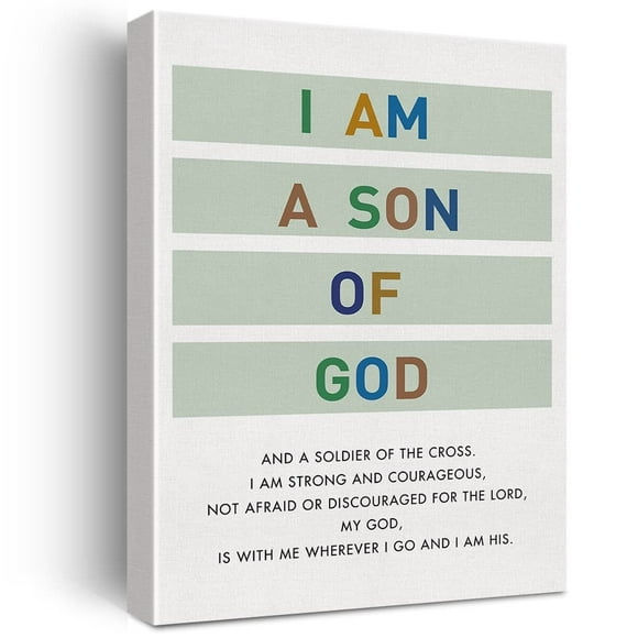 I Am a Son of God Christian Wall Art Poster Religious Inspirational Scripture Canvas Print for Boys Nursery Home Decor Unframed 12x18inch