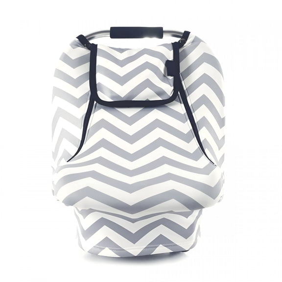 RIONIMA Stretchy Baby Car Seat Cover Infant Car for Spring Summer Autumn Winter Snug Warm Breathable Zipped Window Fit for Boys and Girls Gray and White Car Seat Cover Baby
