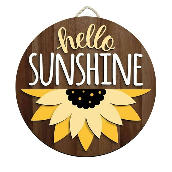 piaybook Sign for Front Door 2023 Summer Fresh Hello Sunshine Summer Wooden Welcome Listing Home Garden Courtyard Door Decoration Door Plate Wooden Listing ,Brown