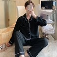 thumbnail image 3 of Conjunto de pijama de gofre suave para hombre, ropa de dormir para dormitorio, pantalones de manga larga, ropa de casa de moda, ropa de noche para hombre, 2 piezas, 3 of 4