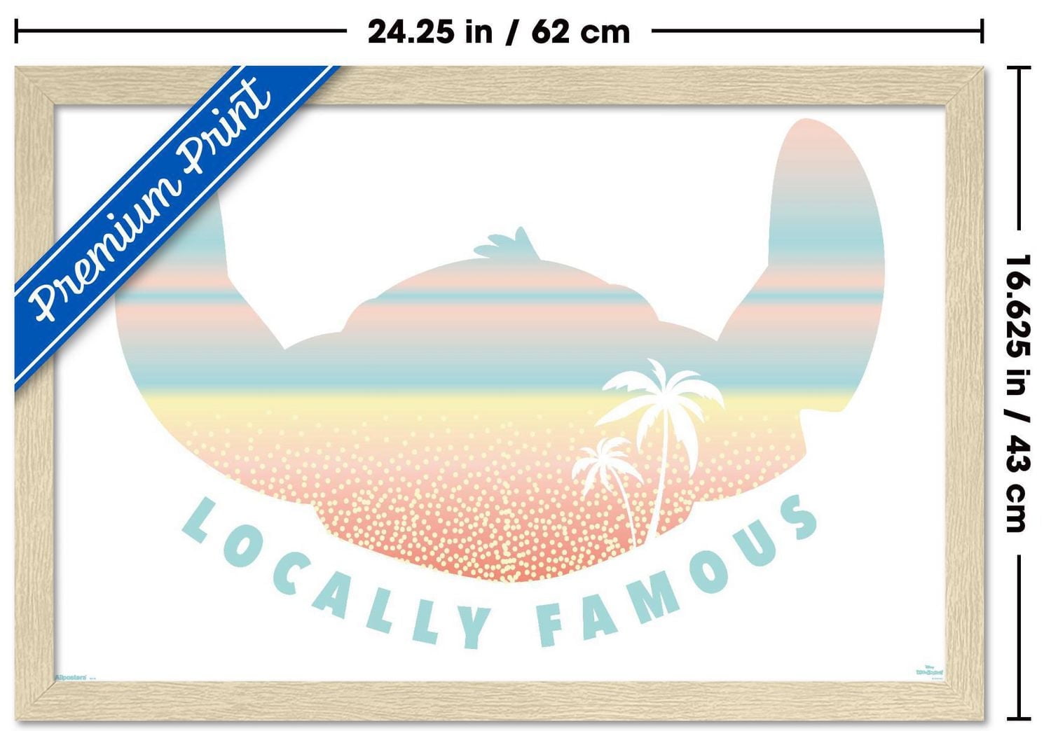 Disney Lilo and Stitch: Beach Vibes - Locally Famous Wall Poster, 14.725" x 22.375" Framed