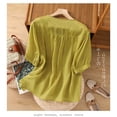 thumbnail image 4 of frariair Ladies Breathable Natural Fiber Embroidered Blouse Flowy Loose Silhouette Beach Resort Wear For Warm Weather Activities Yellow, 4 of 4