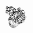 thumbnail image 2 of Delicate Henna Hand of Hamsa Sterling Silver Ring-8, 2 of 4