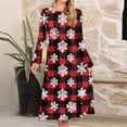 thumbnail image 2 of Women's Christmas Printed Fashionable Loose Round-Neck Dress, Holiday Print, Casual Wear, Retro Style, Comfort Fit, Everyday Dress, Festive,Deep Red,2XL, 2 of 5