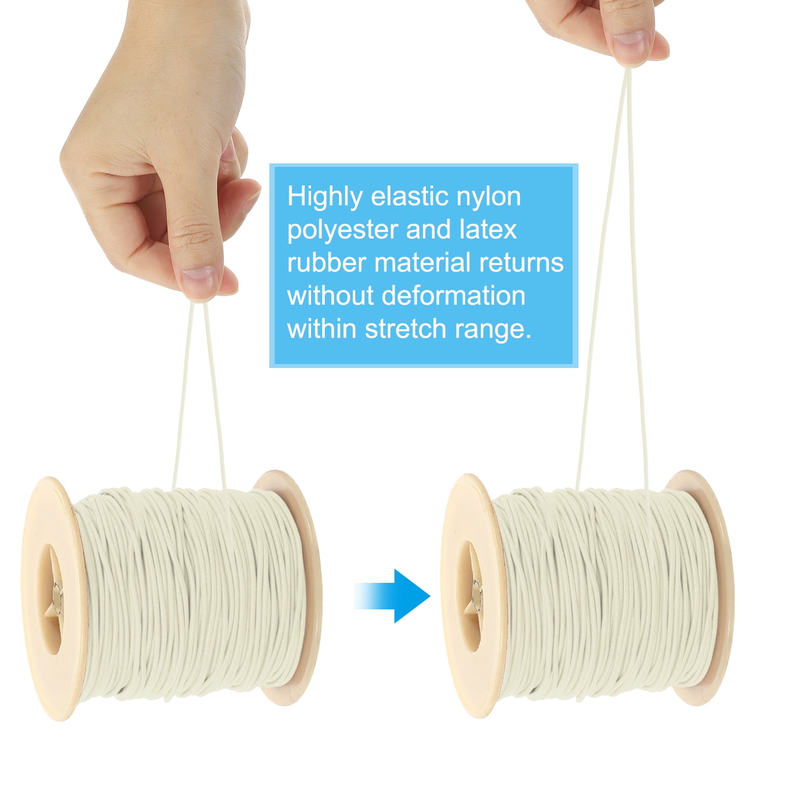 Uxcell Elastic Cord, 2 mm Stretchy Elastic String 77 Yards for Jewelry Making, Necklaces, Beading and Crafts DIY, Beige