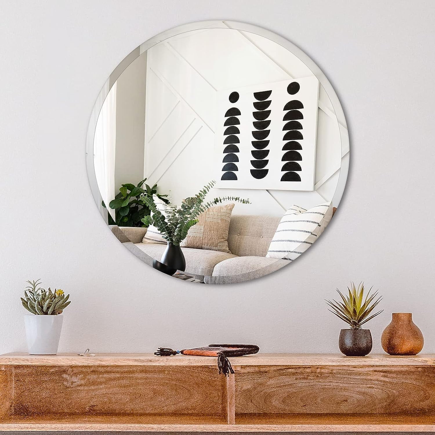 YOUTENG Round Mirror 30 inch, Black Circle Mirror, Large Wall Mirror, Round Bathroom Mirror