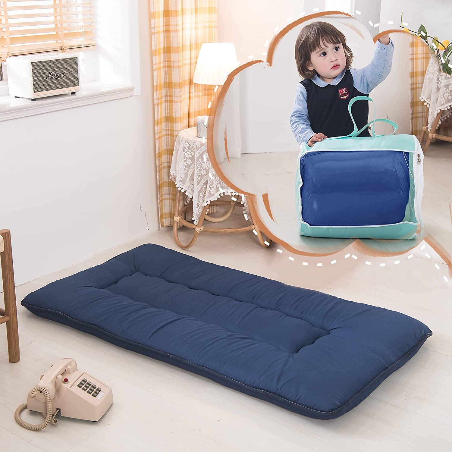 Portable Toddler Travel Bed Kids Memory Foam Floor Mattress Bed