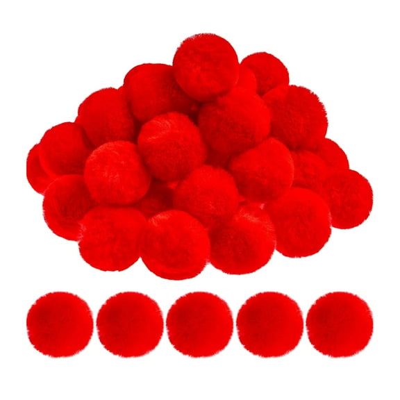 Wxqbjtam 30x Pompom Balls Mini Soft Cute Pom Poms Kids DIY Crafts Projects Making Key Red
