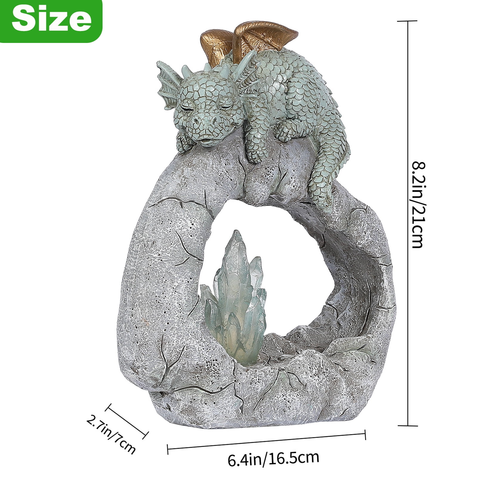 Solar Dragon Garden Statues Outdoor, Resin Dragon Statue Solar Figurine Lights Outdoor Waterproof, Solar Sculpture Dragon Decor for Garden Yard Patio, Dragon Gifts for Mom Grandma Women