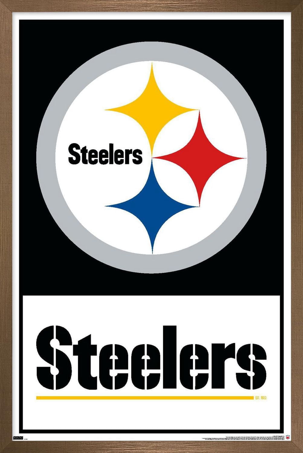 NFL Pittsburgh Steelers - Logo 21 Wall Poster, 22.375" x 34" Framed