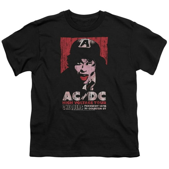 Trevco ACDC & High Voltage Live 1975 Youth Cotton Short Sleeve 18-1 T-Shirt, Black - Extra Large