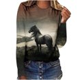 thumbnail image 2 of Nouveaux Hauts pour Femmes Printemps et Automne 2023 Grande Taille Aguichant Col Rond Manches Longues Boutons Hauts Blouse Imprimée Régulière Chemise Manches Longues pour Femmes, 2 of 5