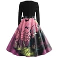 thumbnail image 4 of Halloween Print Flare Dress For Women Long Sleeve Dress Hollow Party Casual Dresses, 4 of 4