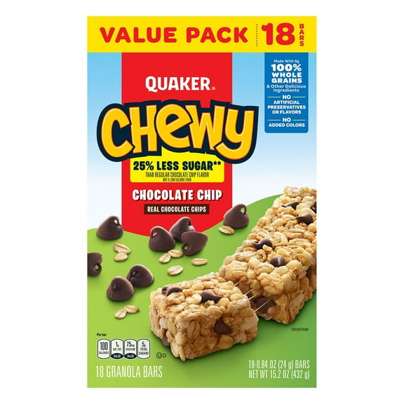Quaker Chewy Chocolate Chip Granola Bars Value Pack - 18 ct