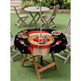 thumbnail image 3 of Outdoor Tablecloth with Umbrella Hole and Zipper, Merry Christmas Round Table Cloth 60 Inch Waterproof Tablecloth, Winter Cartoon Xmas Deer Snowflake Picnic Table Cover for Patio Camping, 3 of 7