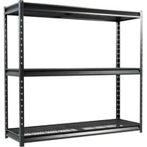 Shuntong The Atlas 77"W Garage Shelving Unit, 7500LBS Heavy Duty Storage Shelves, 3-Tier Adjustable Storage Rack, 72"H Metal Industrial Shelves for Warehouse Shop Basement, Dark Gray