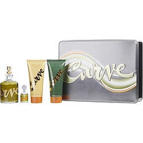 CURVE CURVE de Liz Claiborne, COLONIA SPRAY 4.2 OZ Y COLONIA 0.25 OZ MINI Y BÁLSAMO PARA DESPUÉS DEL AFEITADO 3.4 OZ Y GEL DE DUCHA 3.4 OZ
