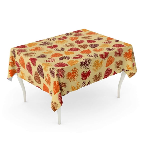 LADDKE Autumn Color Realistic Pattern Silhouette of The Leaves Colorful Tablecloth Table Desk Cover Home Party Decor 60x104 inch