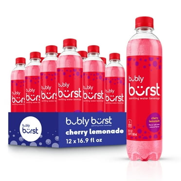 bubly burst Sparkling Water Beverage, Cherry Lemonade, 16.9 fl oz Bottles (12 Pack)
