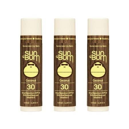 Sun Bum Sun Bum Spf 30 Sunscreen Lip Balm Vegan and Cruelty Free Broad Spectrum Uva/uvb Lip Care With Aloe and Vitamin E for Moisturized Lips Coconut Flavor 3 Pack