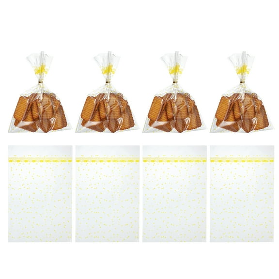 Uxcell 100 Count Clear Treat Bags, Valentines Cookie Bags Yellow 11.8" x 7.9"