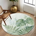 thumbnail image 2 of Round Rugs 8Ft, Summer Botanical Round Area Rug Washable Indoor Throw Carpet, Green Palm Leaves Tropical Plant Large Non Slip Circle Rug for Kids Room RV Home Decor Aesthetic, 2 of 8