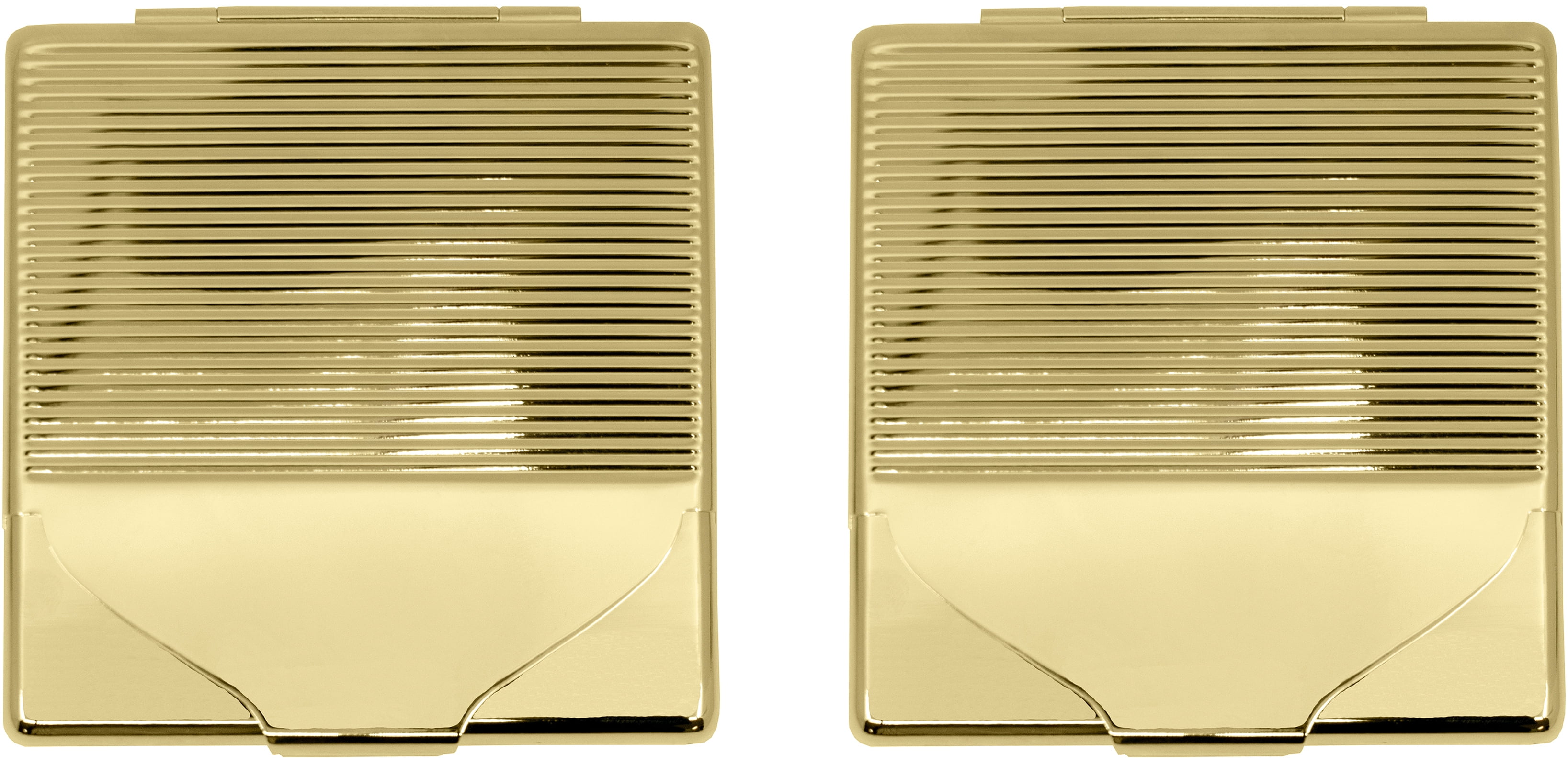 Set of 2 Ultra Compact Metal-Plated King Size Cigarette Case & Stash Box ( Gold Vertical Lines)
