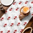 thumbnail image 3 of Red Poppy Flowers Table Runner 72 Inches, Spring Gray Eucalyptus Leaves Rustic Bed Runner Dresser Scarves Tabletop for Indoor Outdoor Parties/Ceremony/Banquet, 16" x 72", 3 of 9