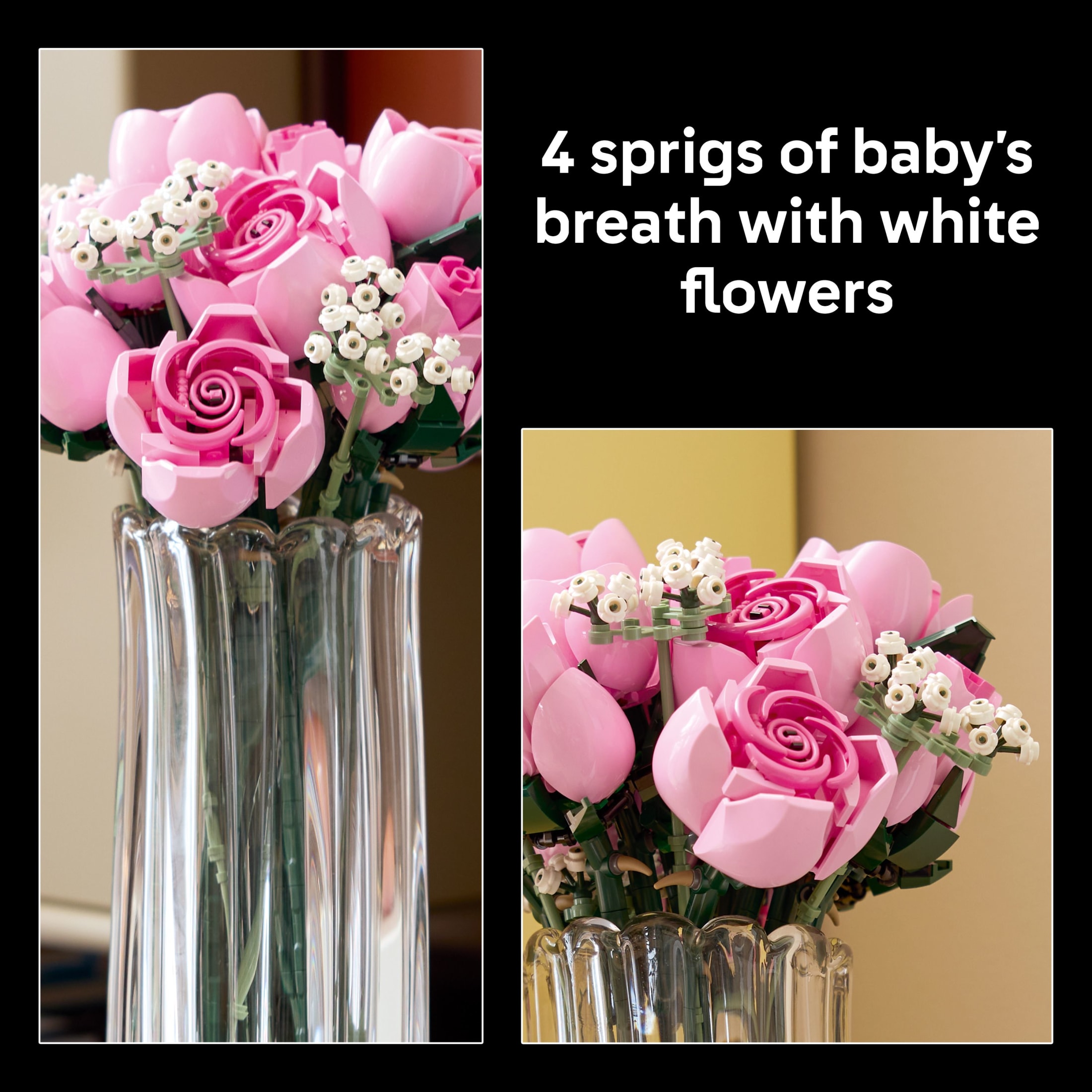 LEGO Botanicals Ramo de Rosas Rosadas Flores Artificiales - Bloques de Construcción para Adultos Mayores de 18 Años - Regalo para Cumpleaños u Ocasiones Especiales - Flores para Decoración del Hogar, Oficina, Estante o Habitación - 10374 5