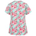 thumbnail image 3 of Chemises à Manches Courtes pour Femmes Hauts d'Été Tendance 2023 Femmes Imprimé Manches Courtes Col en V Uniforme de Travail Blouse, 3 of 4