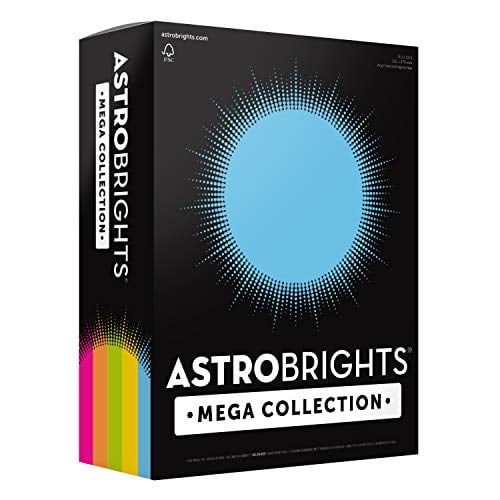 625 CT. Exclusive 91701 More Sheets! 24 lb/89 GSM “Sunny” 5-Color Assortment Astrobrights Mega Collection Colored Paper 8 ½ x 11 