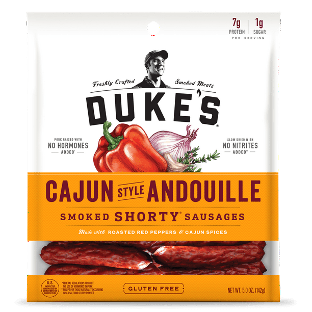 Duke's Cajun Style Andouille Smoked Shorty Sausages, Gluten Free Snack