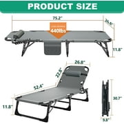 Slsy Folding Sleeping Cots Bed with 2 Sided Mattress & Pillow, Folding Camping Cot, Adjustable 4-Position Folding Lounge Chair