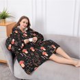 thumbnail image 5 of Oversized Wearable Blanket Hoodie,Red Mushroom Grass Black Pattern Sherpa Blanket Hoodie with Super Pockets,Super Warm Fuzzy Pullover for Women & Men, 5 of 6