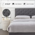 thumbnail image 4 of Reliancer Queen Size Velvet Bed Frame, Upholstered Platform Bed with Adjustable Tufted Headboard, Rivet Ornament, Wood Slat Support, No Box Spring Needed, Easy Assembly, Grey, 4 of 7