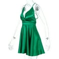 thumbnail image 5 of Babysbule Women's Summer Dresses Women's Fashion Solid Color V-Neck Bow Suspender Sleeveless Slim Dress, 5 of 8