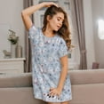 thumbnail image 3 of Haiem Blue Butterfly Print Women’s Short-sleeved Nightdress – Comfortable and Loose-Fit Sleepwear, Soft Cotton Sleep Shirt for Relaxing, Casual Nightdress, 3 of 6