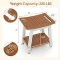 thumbnail image 3 of Giantex Shower Benches for Inside Shower, Foot Stool w/w/Handle Shower Head & Soap Holder, Brown & White, 3 of 7