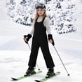 thumbnail image 6 of Spazoro Girls Ski Bib Overalls with Multi‑Pockets, Loose Fit Snow Gaiters Windproof Zip Up Waterproof Winter Snowboarding Bib Pants Black Size 5-6, 6 of 8