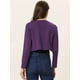thumbnail image 4 of Cárdigan Crop Top Dobladillo Curvo Frente Abierto Bolero Encogimiento Hombros De Otoño Invierno Para Mujer Morado Oscuro L, 4 of 6