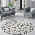 thumbnail image 3 of LaModaHome Rounded Rug Animal Tracks RugNon-Slip Rug Washable Mat Child Stain Resistant Living Room Kitchen Carpet 5.2X5.2ft(160X160cm), 3 of 4